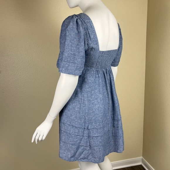 Draper James Womens Size XL Linen Cotton Chambray Mini Babydoll NEW Dress Ruffle - Picture 6 of 12